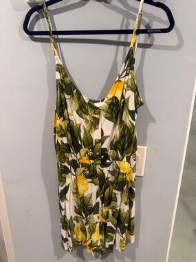 Women’s Lemon Print Green & Yellow Romper